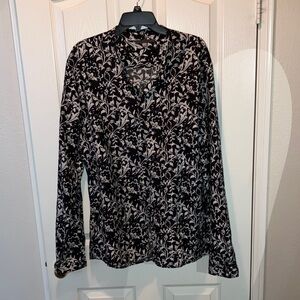 John Varvatos Black and Cream Floral Shirt